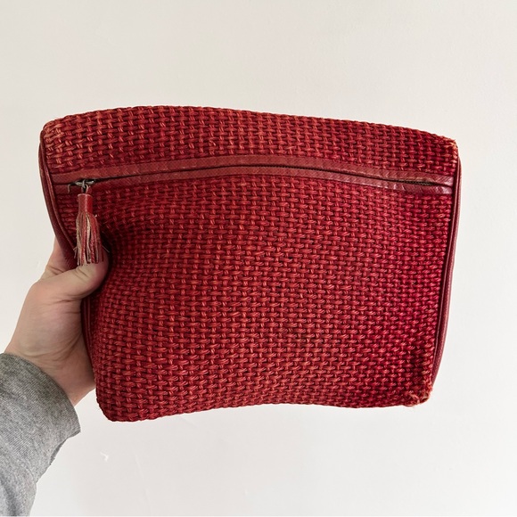 Bottega Veneta Handbags - Vintage Bottega Veneta Red Woven Clutch 80’s Jute